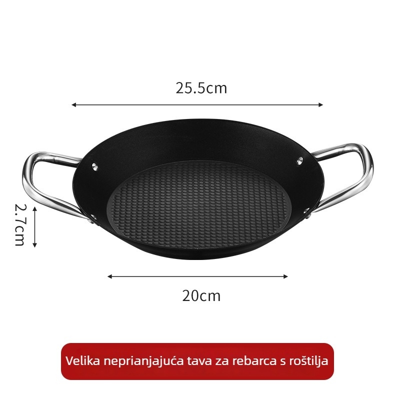 Lishun Španjolski paella tigan, nehrđajući čelik, neprijanjajuća prevleka, dvostruke ručke, japanski stil