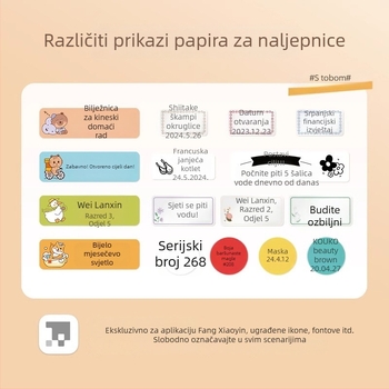 Termalni pisač etiketa 15 mm, naljepnice za imena, samoljepljive