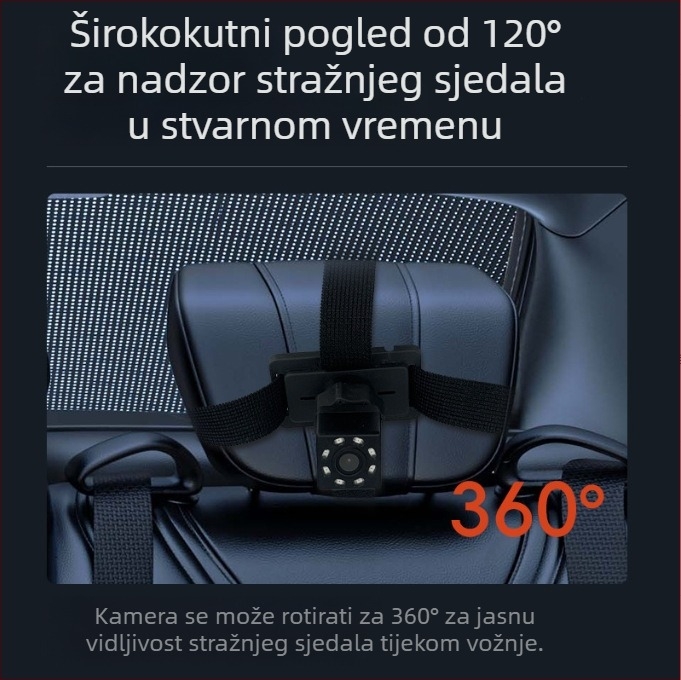 Automobilski monitor za bebe s remenom za pričvršćivanje, HD LCD zaslon 4,3–5 inča