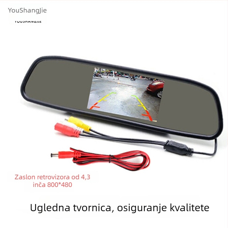 4,3-inčni automobilni monitor za vođenje unatrag, HD TFT zaslon, širok naponski raspon 12–24V