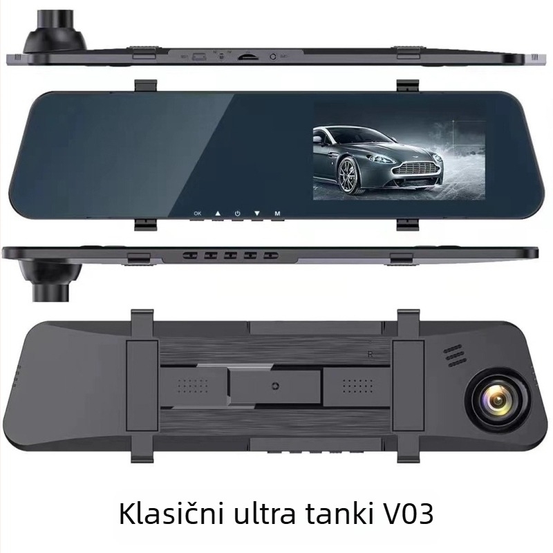 Dash cam u automobilskom retrovizoru s dvostrukim snimanjem, 1080p, prednja i stražnja kamera, slika za parkiranje
