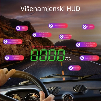 HUD zaslon visoke razlučivosti za automobile, kompatibilan s OBD, prenosivi automobilni zaslon