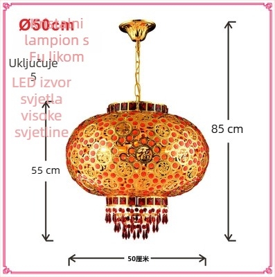 Crveni balkon lampion luster – viseći kristalni LED lampion, rotirajući, dekor za proslavu proljeća i vjenčanje