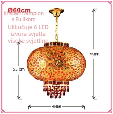 Crveni balkon lampion luster – viseći kristalni LED lampion, rotirajući, dekor za proslavu proljeća i vjenčanje