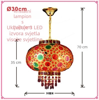 Crveni balkon lampion luster – viseći kristalni LED lampion, rotirajući, dekor za proslavu proljeća i vjenčanje