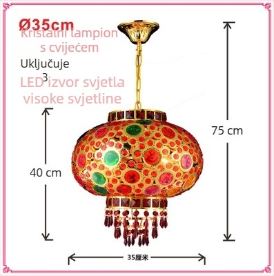 Crveni balkon lampion luster – viseći kristalni LED lampion, rotirajući, dekor za proslavu proljeća i vjenčanje