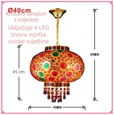 Crveni balkon lampion luster – viseći kristalni LED lampion, rotirajući, dekor za proslavu proljeća i vjenčanje