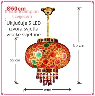 Crveni balkon lampion luster – viseći kristalni LED lampion, rotirajući, dekor za proslavu proljeća i vjenčanje