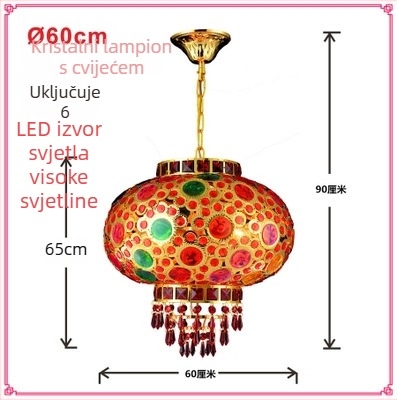Crveni balkon lampion luster – viseći kristalni LED lampion, rotirajući, dekor za proslavu proljeća i vjenčanje