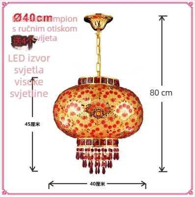 Crveni balkon lampion luster – viseći kristalni LED lampion, rotirajući, dekor za proslavu proljeća i vjenčanje