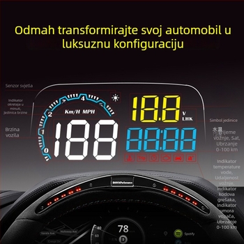 HUD head-up zaslon za auto, univerzalna OBD kompatibilnost, projekcija brzine, visokokvalitetan LED automobilni monitor, model C600s, veličina zaslona 123×84 mm, 1440×900