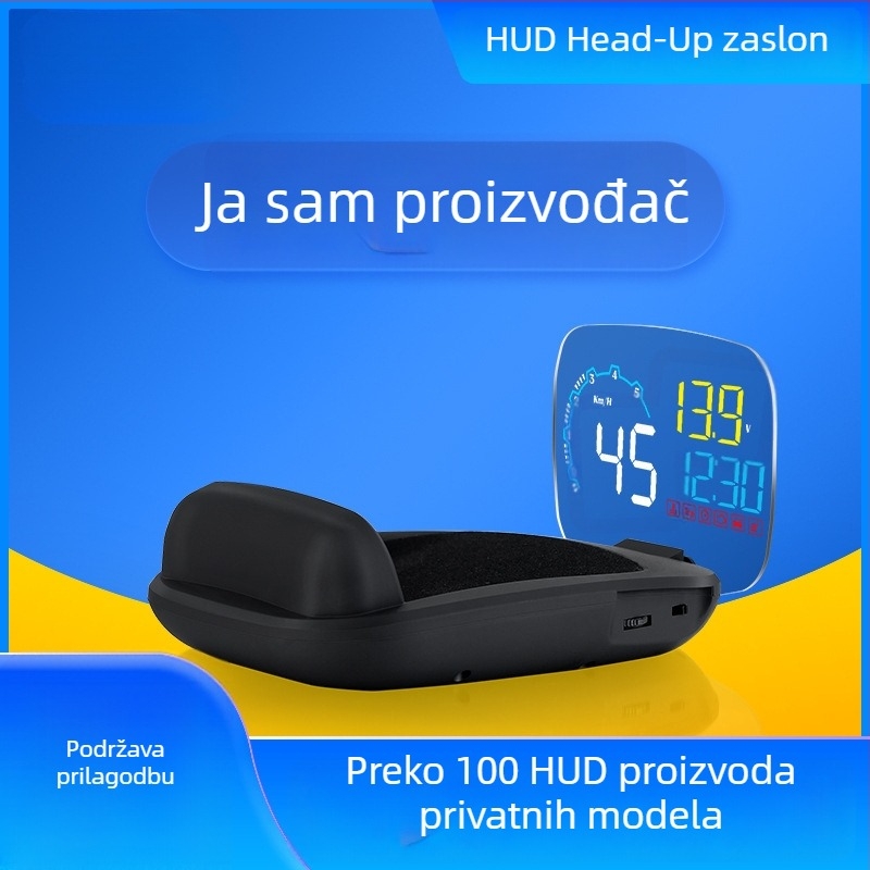 HUD head-up zaslon za auto, univerzalna OBD kompatibilnost, projekcija brzine, visokokvalitetan LED automobilni monitor, model C600s, veličina zaslona 123×84 mm, 1440×900