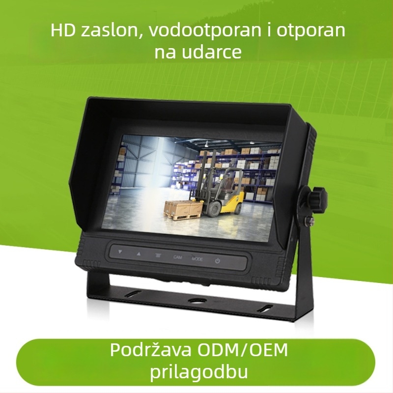 7-inčni auto LCD zaslon za kombije i kamione, HD prikaz za vožnju unatrag, vodootporan, dvo-kanalni ulaz