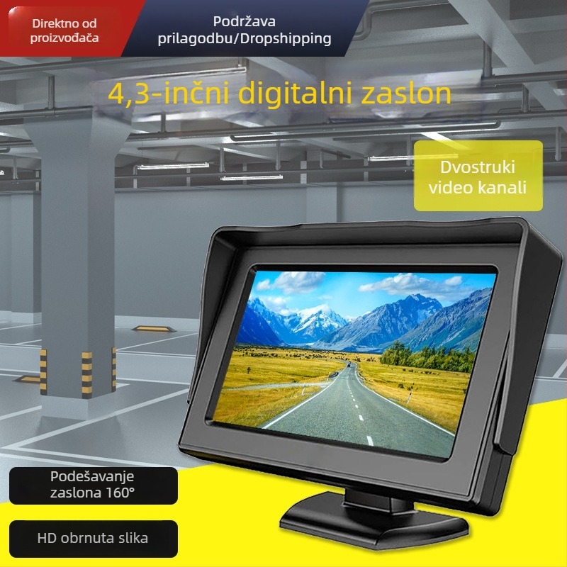 4,3-inčni auto LCD zaslon s dva AV ulaza i zaslon za retrovizor