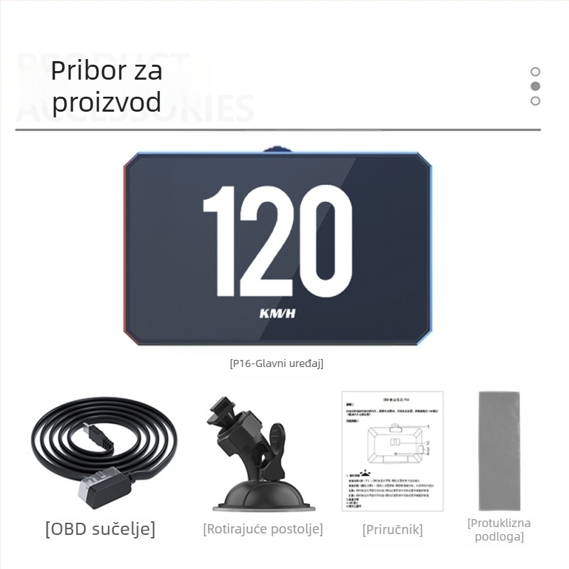 P16 Auto HUD Heads-Up Display s OBD2 dijagnostičkim alatom i testom ubrzanja, 3 inča LCD HUD