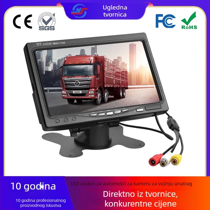 7-inčni LCD zaslon za auto s kamerom za vožnju unatrag, univerzalni automobil monitor