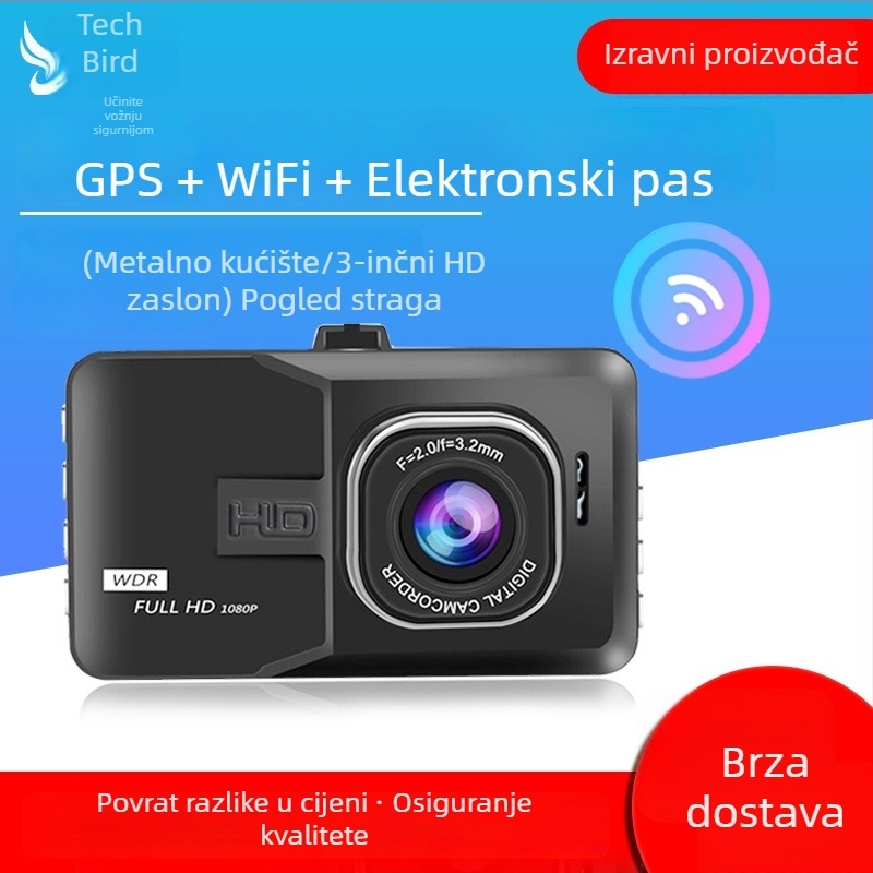 Black King Kong dash cam s HD dvostrukim objektivom i stražnjim pogledom