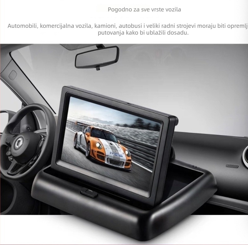 Car Shield 12-24V Univerzalni zaslon za vožnju unatrag, sklopivi stolni 4,3-inčni TFT LCD monitor