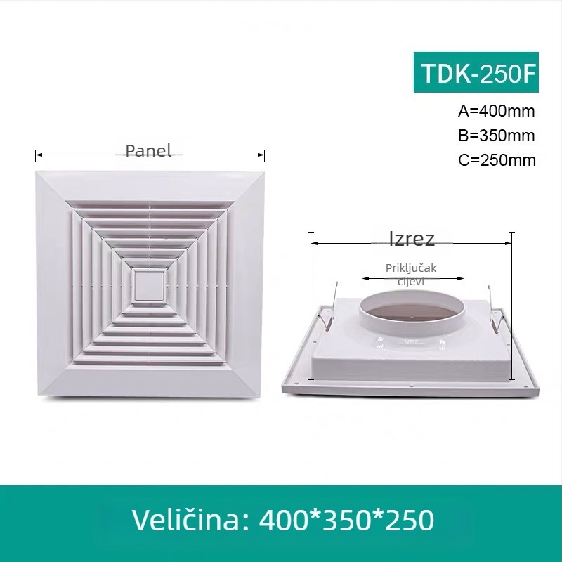 Kvadratni difuzor za klimatizaciju, stropni ventilacijski otvor, panel ventilacije