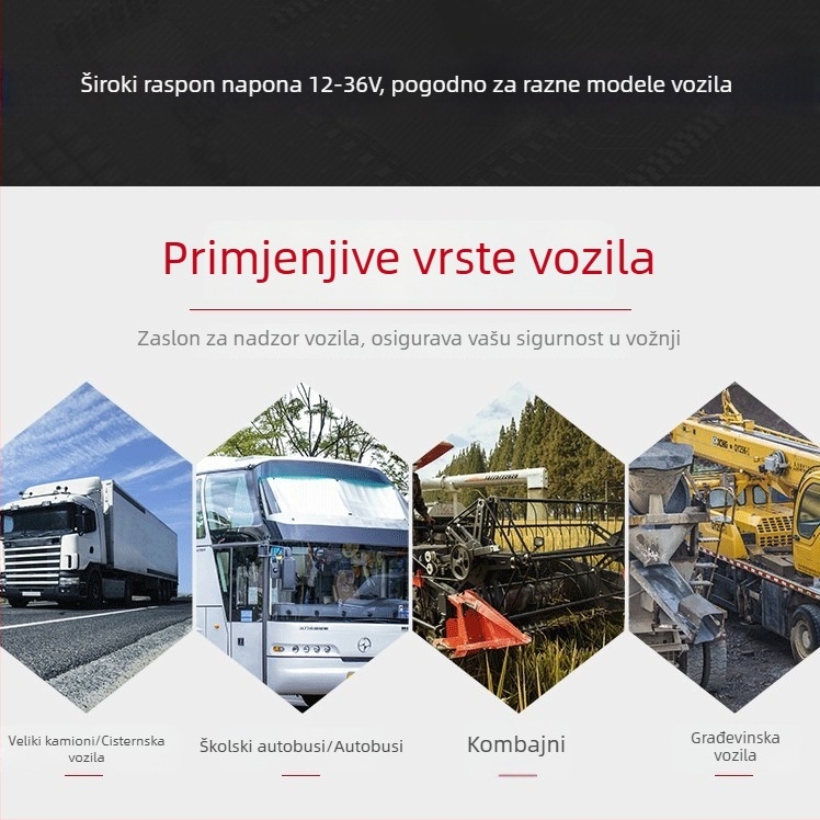7-inčni AHD četverokanalni DVR s noćnim vidom, Full-Color HD monitor za autobuse i kamione