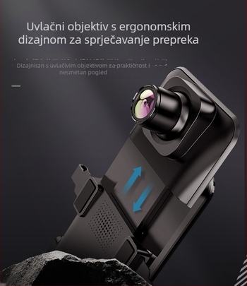 11-inčni dash cam u ogledalu s dvostrukom lećom, dodirnim HD zaslonom, noćnim snimanjem i slikom vožnje unazad