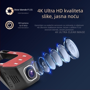 USB dash kamera za automobil s Wi-Fi, skriveno upravljanje putem aplikacije, nadzor videa pri parkiranju, bežična automobil kamera u obliku slova U