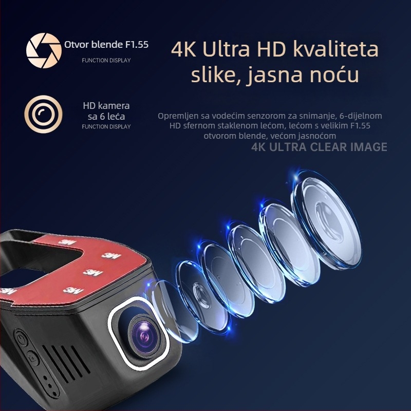 USB dash kamera za automobil s Wi-Fi, skriveno upravljanje putem aplikacije, nadzor videa pri parkiranju, bežična automobil kamera u obliku slova U