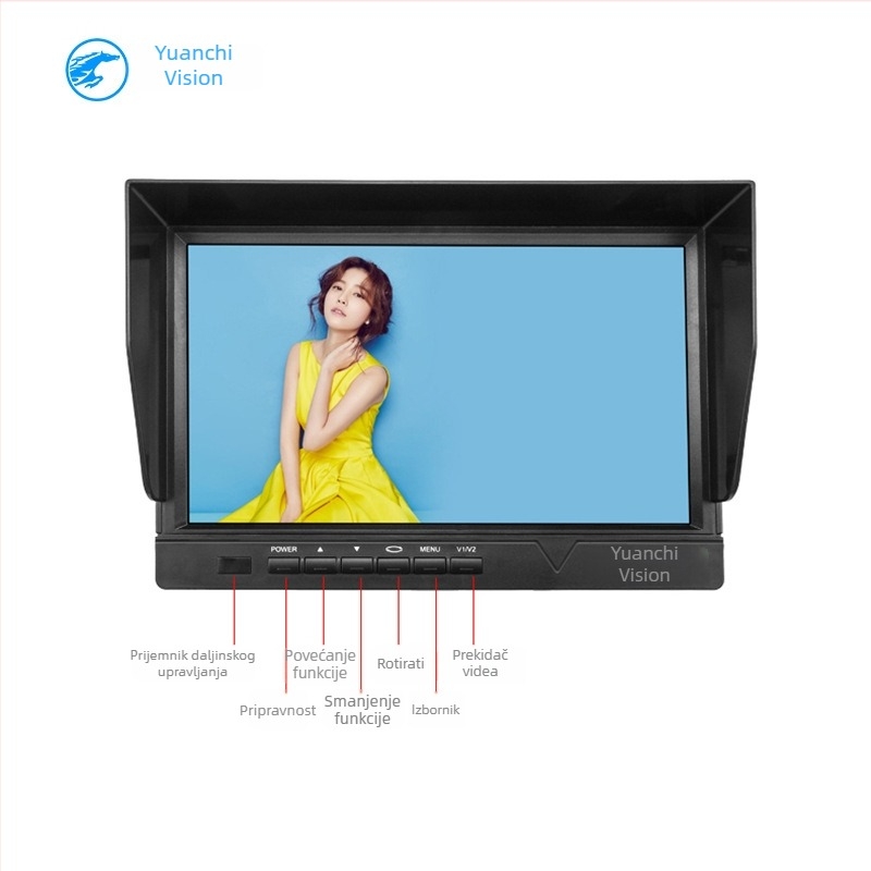 10-inčni LCD monitor za vozilo, AHD, višekanalni IPS, visoka rezolucija, zaštita napona 36V, otporan na udarce