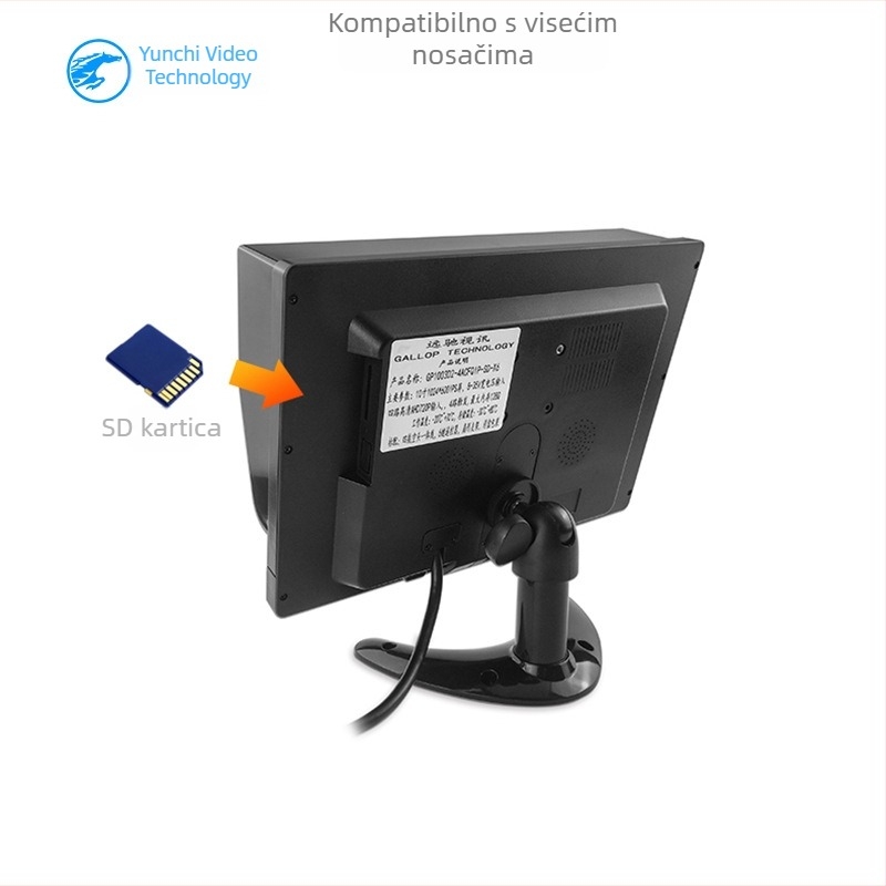 10-inčni LCD monitor za vozilo, AHD, višekanalni IPS, visoka rezolucija, zaštita napona 36V, otporan na udarce