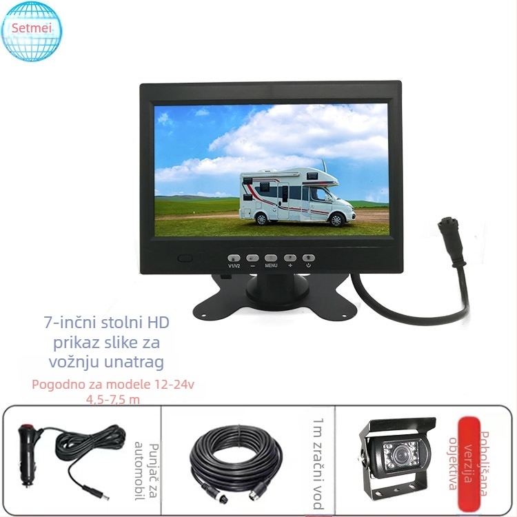 Setmei bežična kamera za vožnju unatrag za kamione, 7-inčni LCD zaslon, noćni vid, 12V