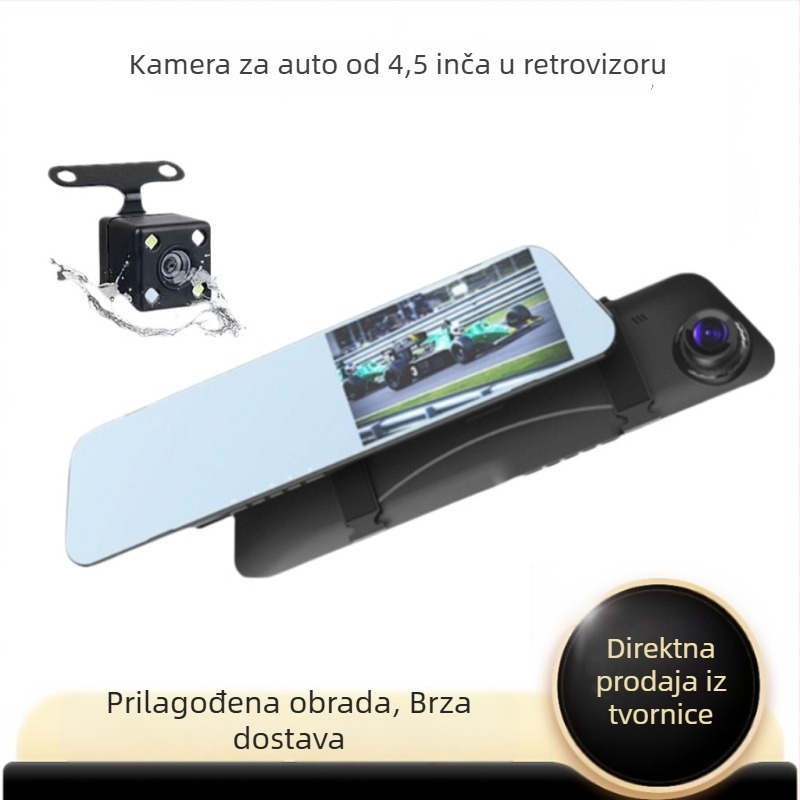 Nova kamera za automobilni retrovizor s HD noćnim vidom, prednje i stražnje dvostruko snimanje, parkiranje, 4,5-inčni zaslon, 1080p