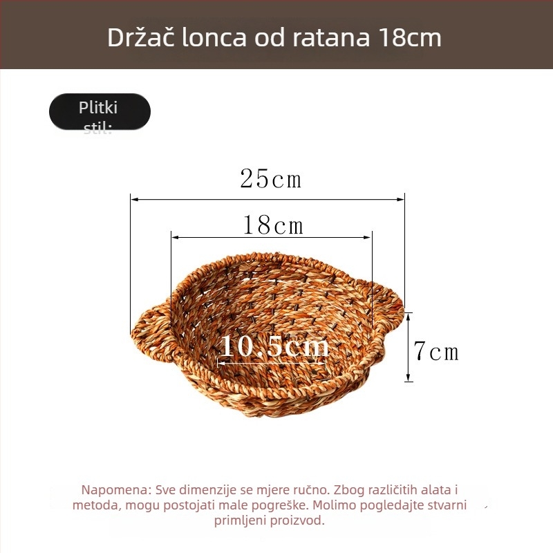 Dno od pletene slame za lonac – toplinska izolacijska podloga, otporna na visoke temperature