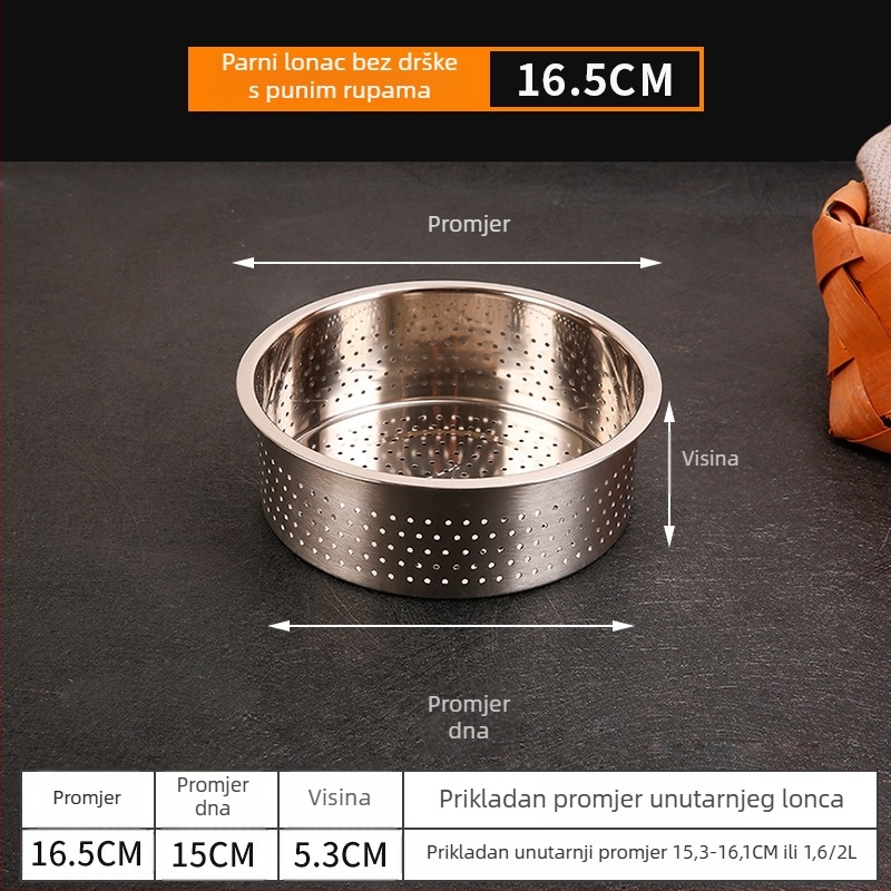Košara za paru od nehrđajućeg čelika 304 za rižaricu, s držalom – univerzalna rešetka za paru, sklopiva posuda za ocjeđivanje
