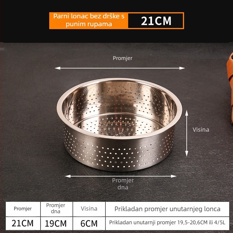 Košara za paru od nehrđajućeg čelika 304 za rižaricu, s držalom – univerzalna rešetka za paru, sklopiva posuda za ocjeđivanje
