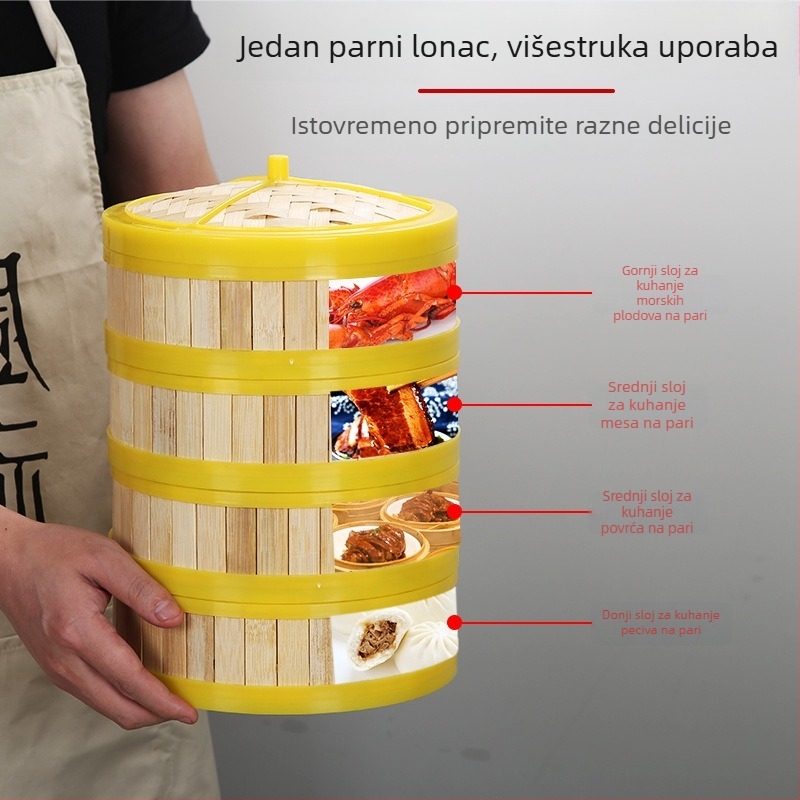 Bambusov parni lonac za komercijalnu upotrebu, kantonski jutarnji čaj, hongkonški dim sum, parni lonac za rižu, Xiaolongbao, Sha County knedle parni lonac, poklop