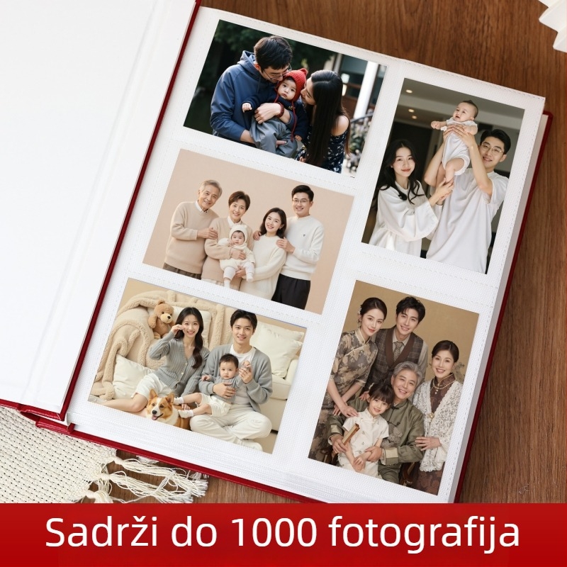 Kožni veliki fotoalbum za obiteljske uspomene sa umetnim stranicama, format 5–6 inča, fotoalbum za bebine i dječje fotografije
