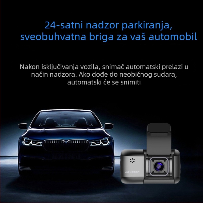 2025 dash kamera s noćnim vidom, cikličko snimanje, Wi-Fi i povezanost sa pametnim telefonom, 140° široki kut, 3.0-inčni zaslon, montaža na prednje staklo, jedan objektiv, F1.8, 1080p