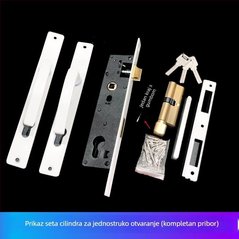 Xingwei 8525 brava s kvakom za vrata od plastično-čeličnog materijala, brava od aluminijske legure, klasična preklopna brava za vrata s cilindrom, balkonska brava