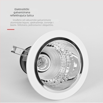 6-inčni LED downlight za ugradnju, E27 držač, aluminijsko kućište, 6000K bijela svjetlost, 11-15W, stropni downlight
