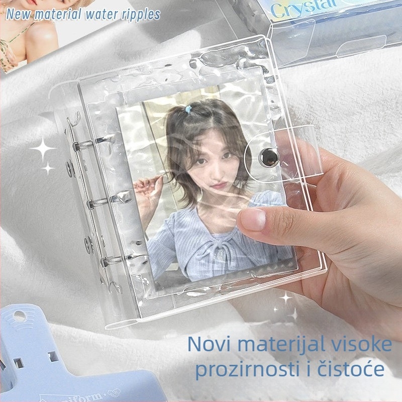 Kristalni album za kartice s prozirnim akrilnim pokrovom i uzorkom vodnih valova, s labavim listovima i džepom za jednu karticu, 20 stranica pohrane kartica zvijezda