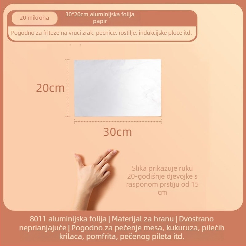 Debljeni lista aluminijske folije za fritezu na zrak, kućna upotreba, za roštiljanje mesa i ribe, papir za odvajanje ulja