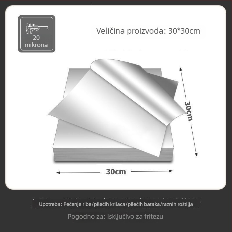 Debljeni lista aluminijske folije za fritezu na zrak, kućna upotreba, za roštiljanje mesa i ribe, papir za odvajanje ulja