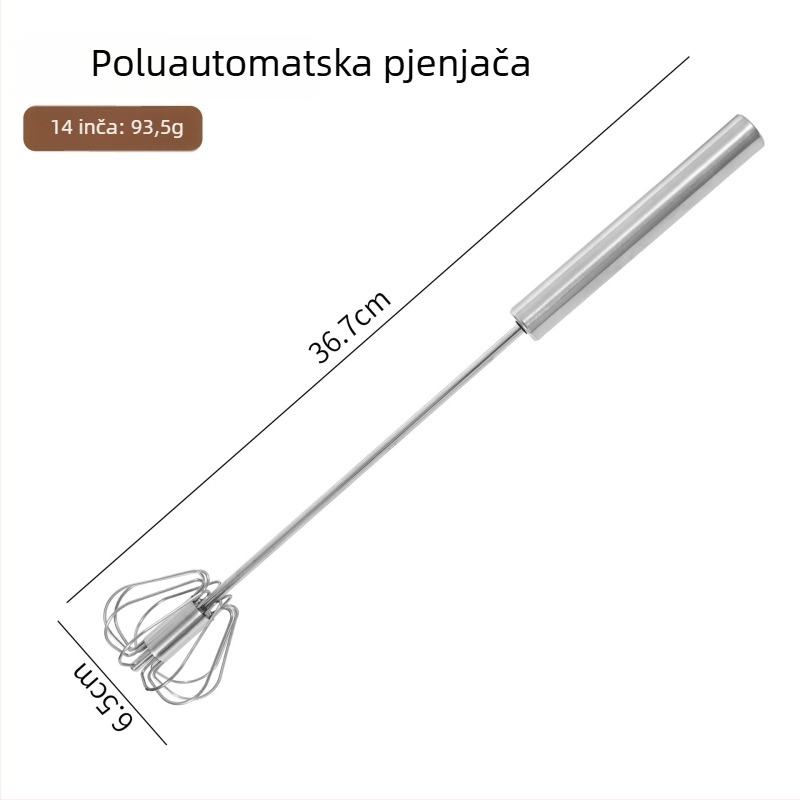 Nehrđajući čelični poluautomatski okretni miješalica za jaja, ručno pritiskanje, kuhinjski alat za pečenje