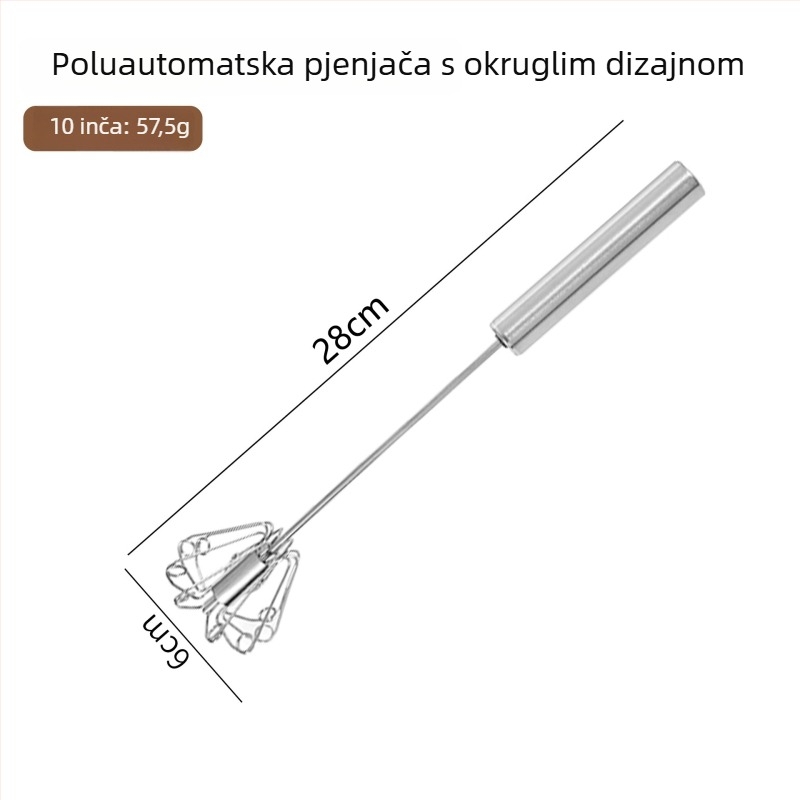 Nehrđajući čelični poluautomatski okretni miješalica za jaja, ručno pritiskanje, kuhinjski alat za pečenje