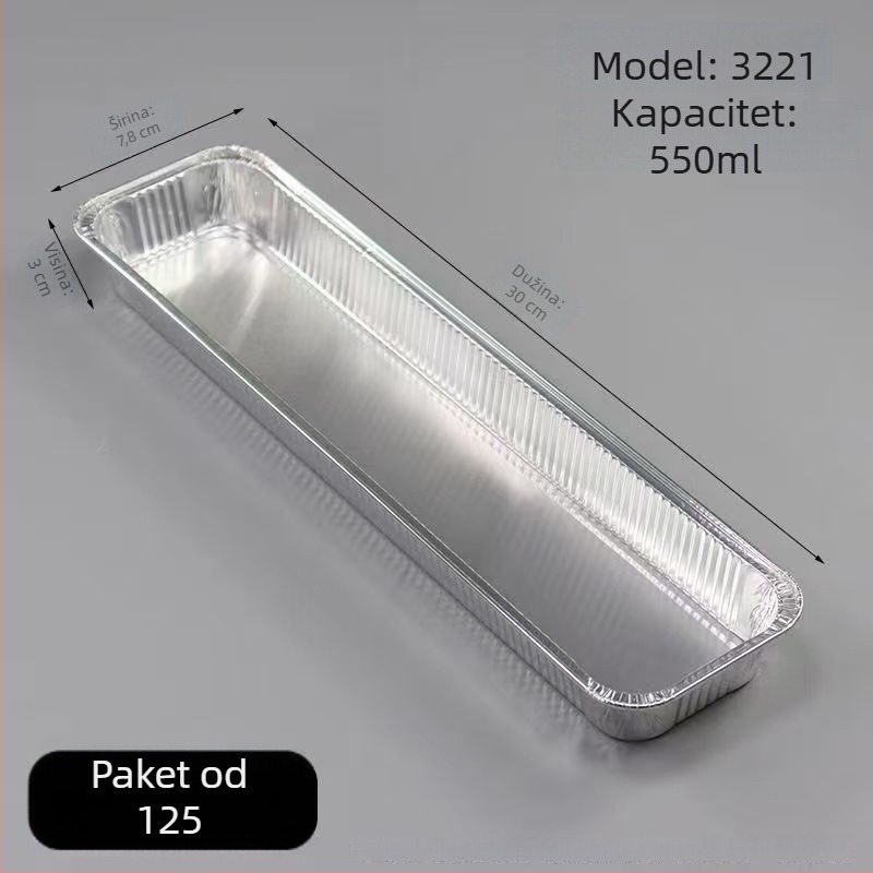 Jednokratni pravokutni lim od aluminijske folije za pečenje, otporan na visoke temperature, kalup za kruh i kolače