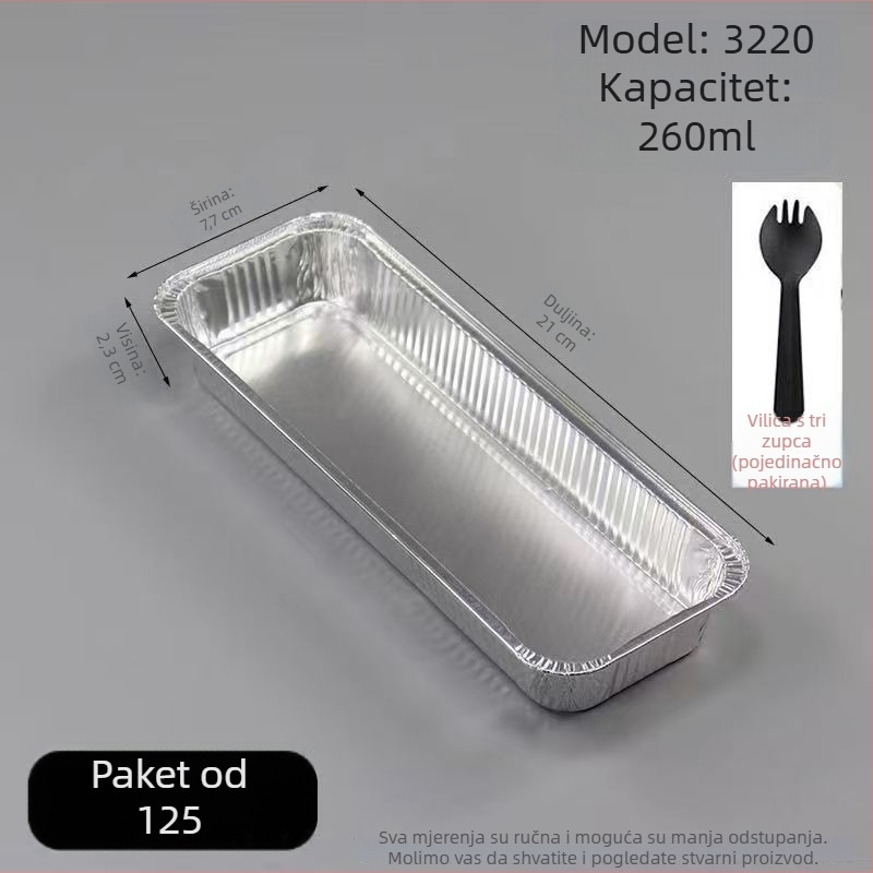 Jednokratni pravokutni lim od aluminijske folije za pečenje, otporan na visoke temperature, kalup za kruh i kolače