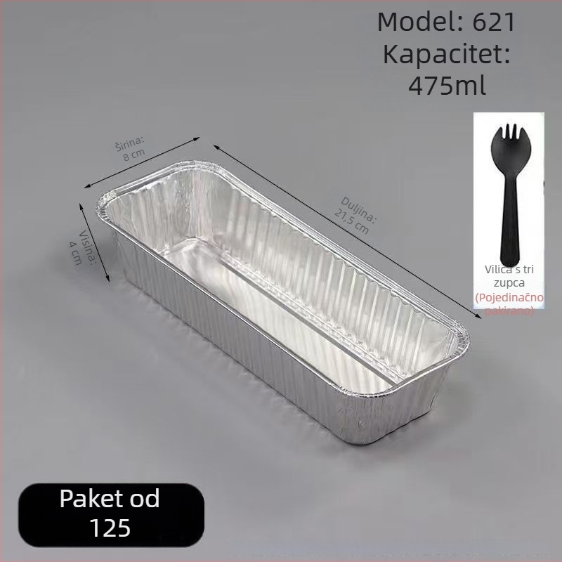 Jednokratni pravokutni lim od aluminijske folije za pečenje, otporan na visoke temperature, kalup za kruh i kolače