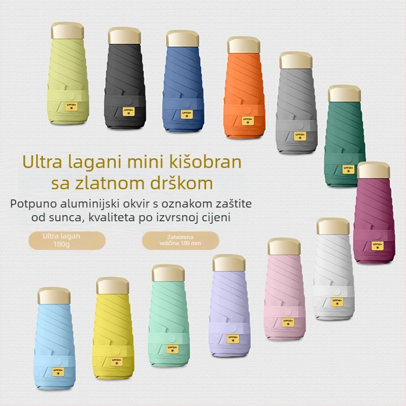 Izuzetno lagan, kompaktan kišobran u kapsuli s UV zaštitom, prilagodljiv poklonima