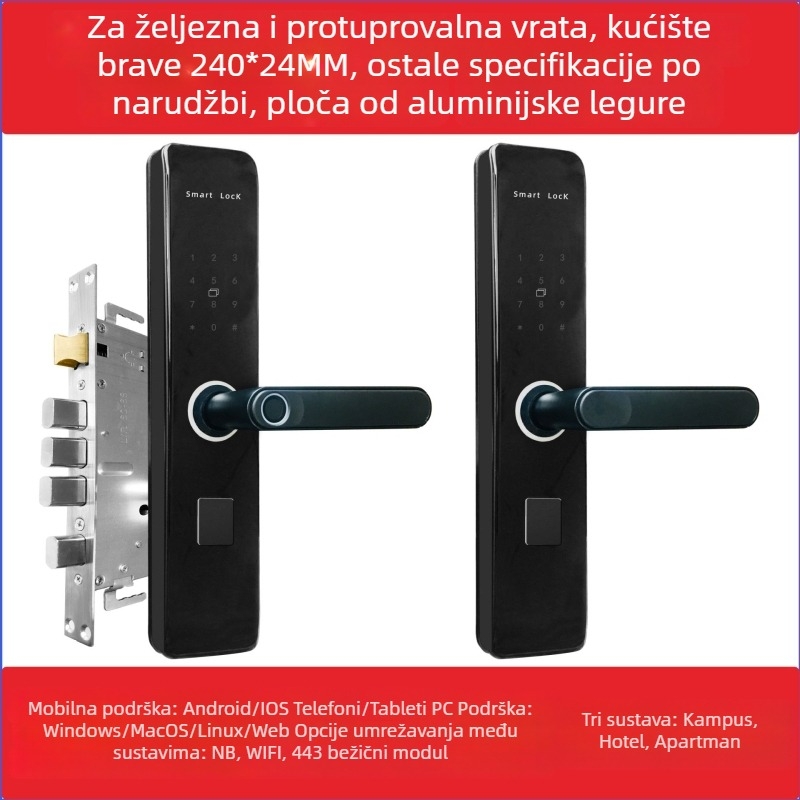 Bluetooth pametna brava s aplikacijom — brava za apartmane i hotele, Wi-Fi, TTLock, od nehrđajućeg čelika