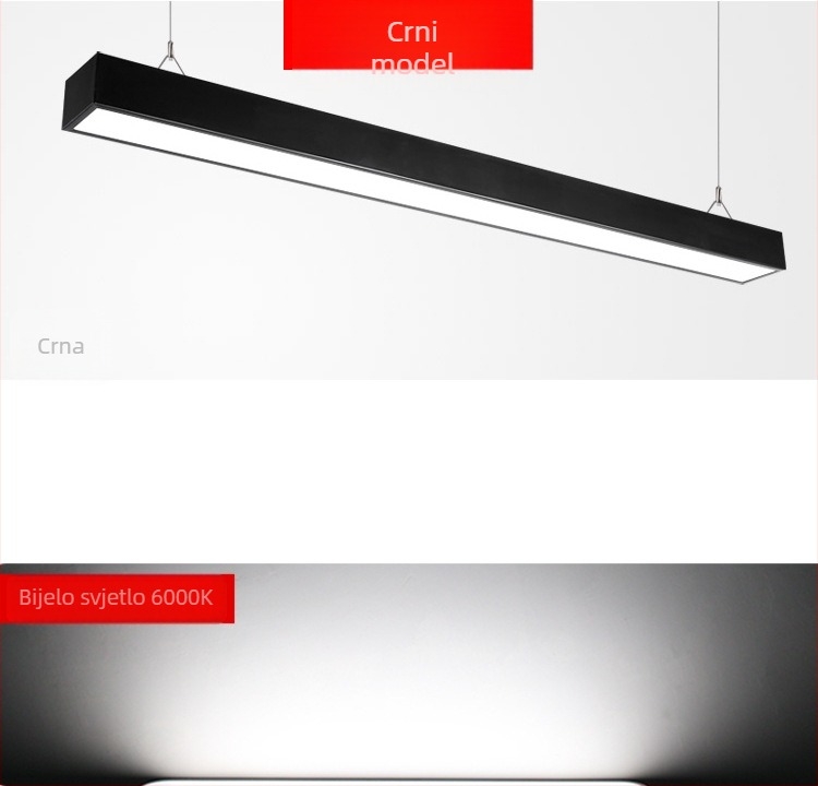 LED aluminijska linearna LED svjetiljka, širina 4 cm, uredska stropna svjetiljka s rešetkastim dizajnom
